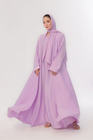 Sleek Kimono Style Abaya - Lavender