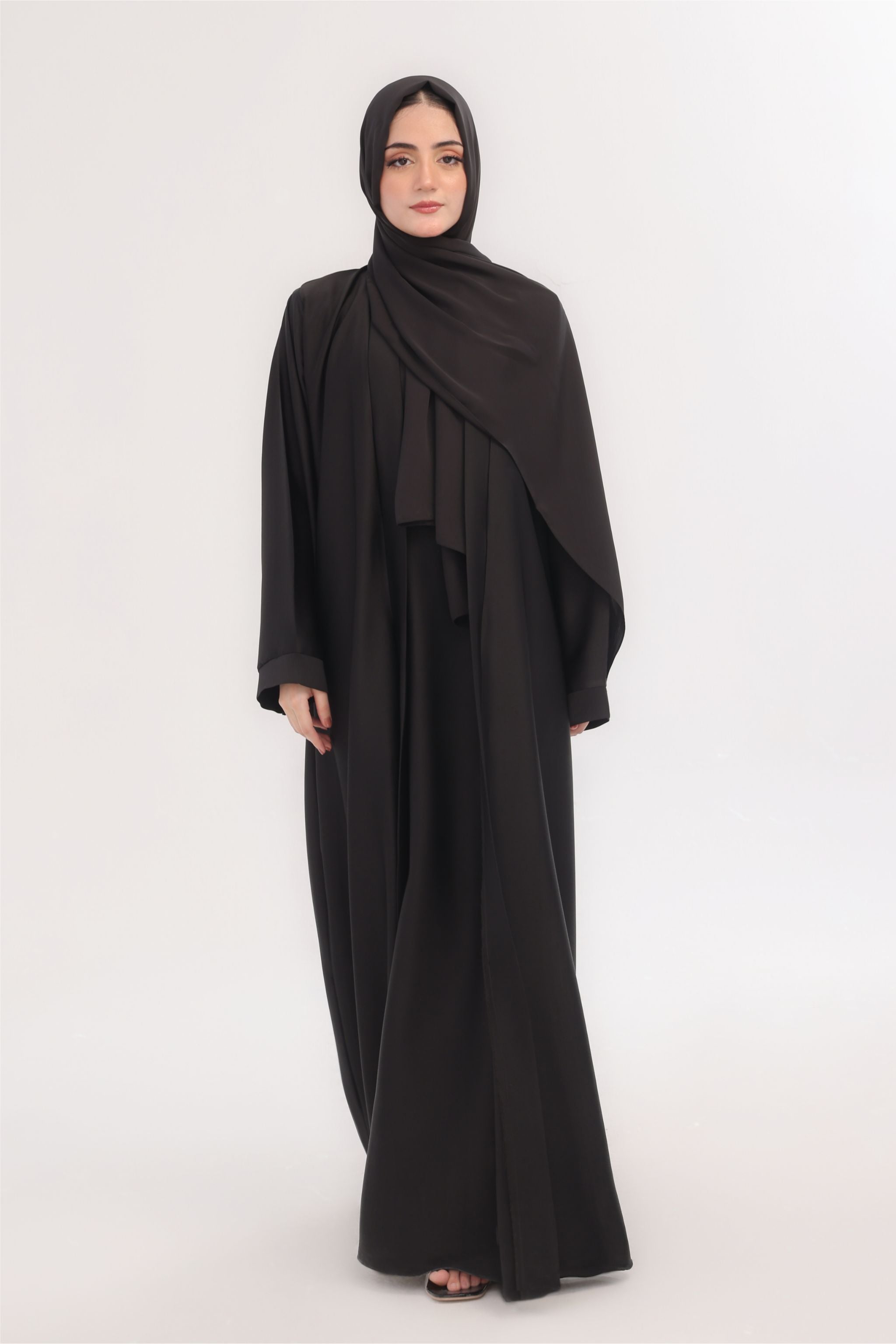 Sleek Kimono Style Abaya - Onyx Black