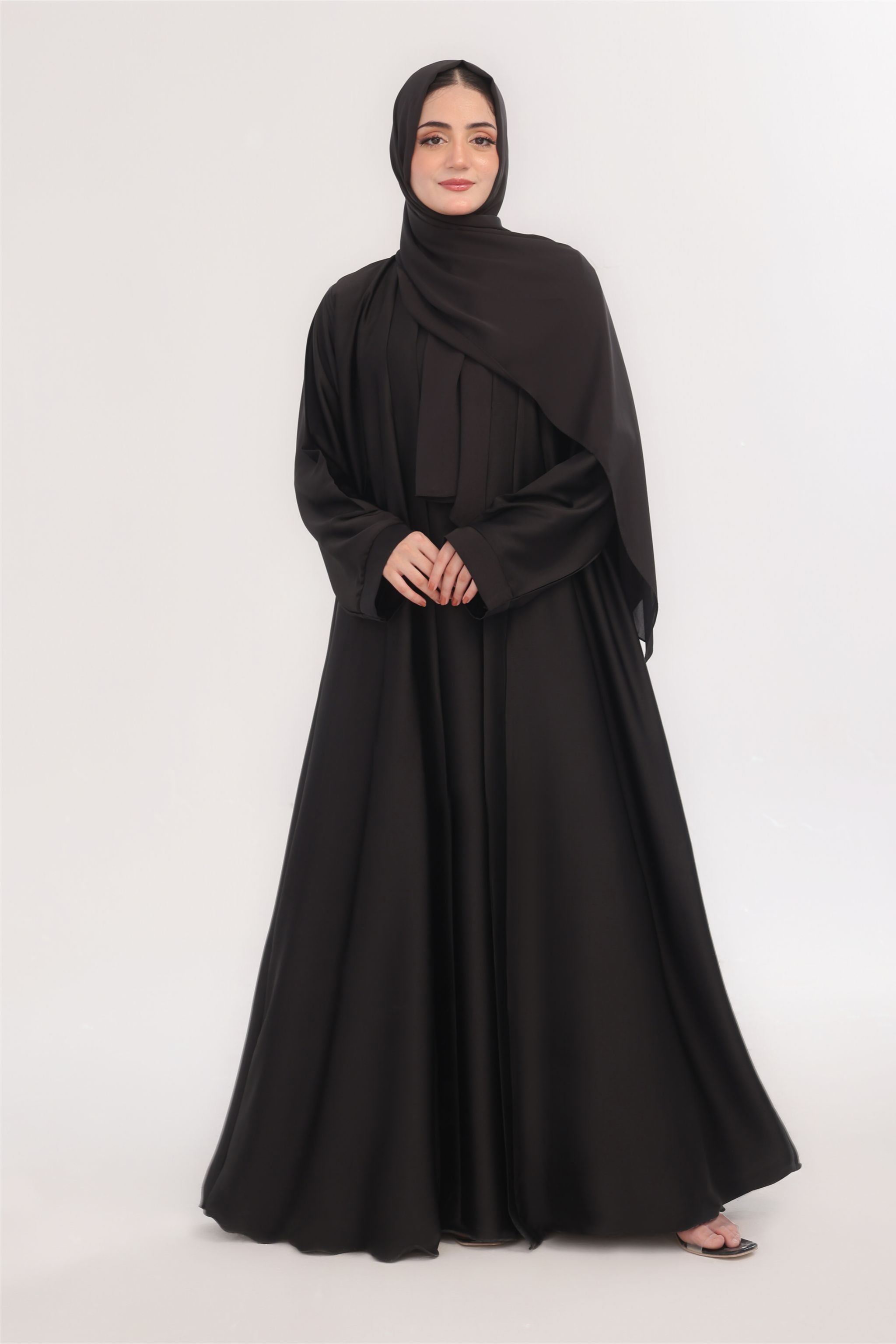 Sleek Kimono Style Abaya - Onyx Black