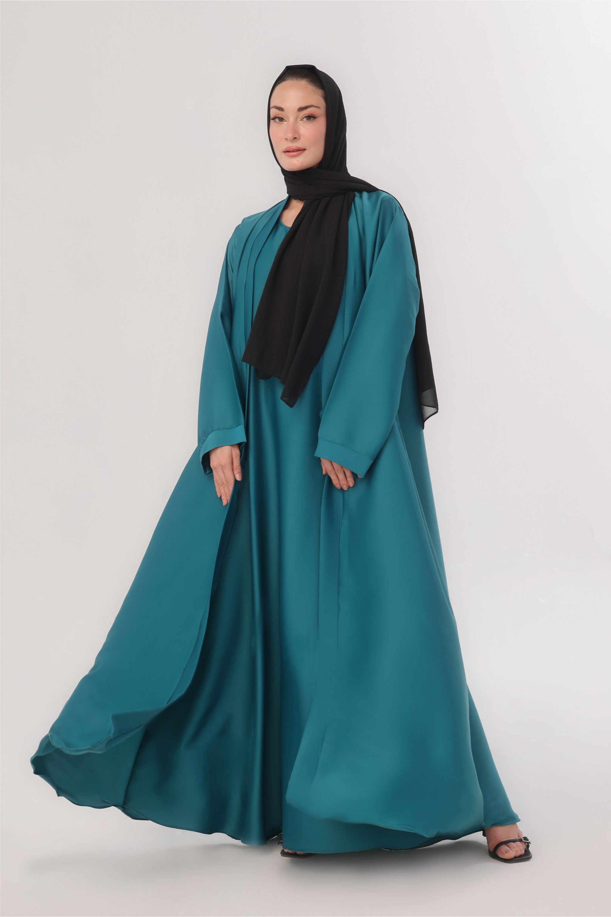 Sleek Kimono Style Abaya - Peacock