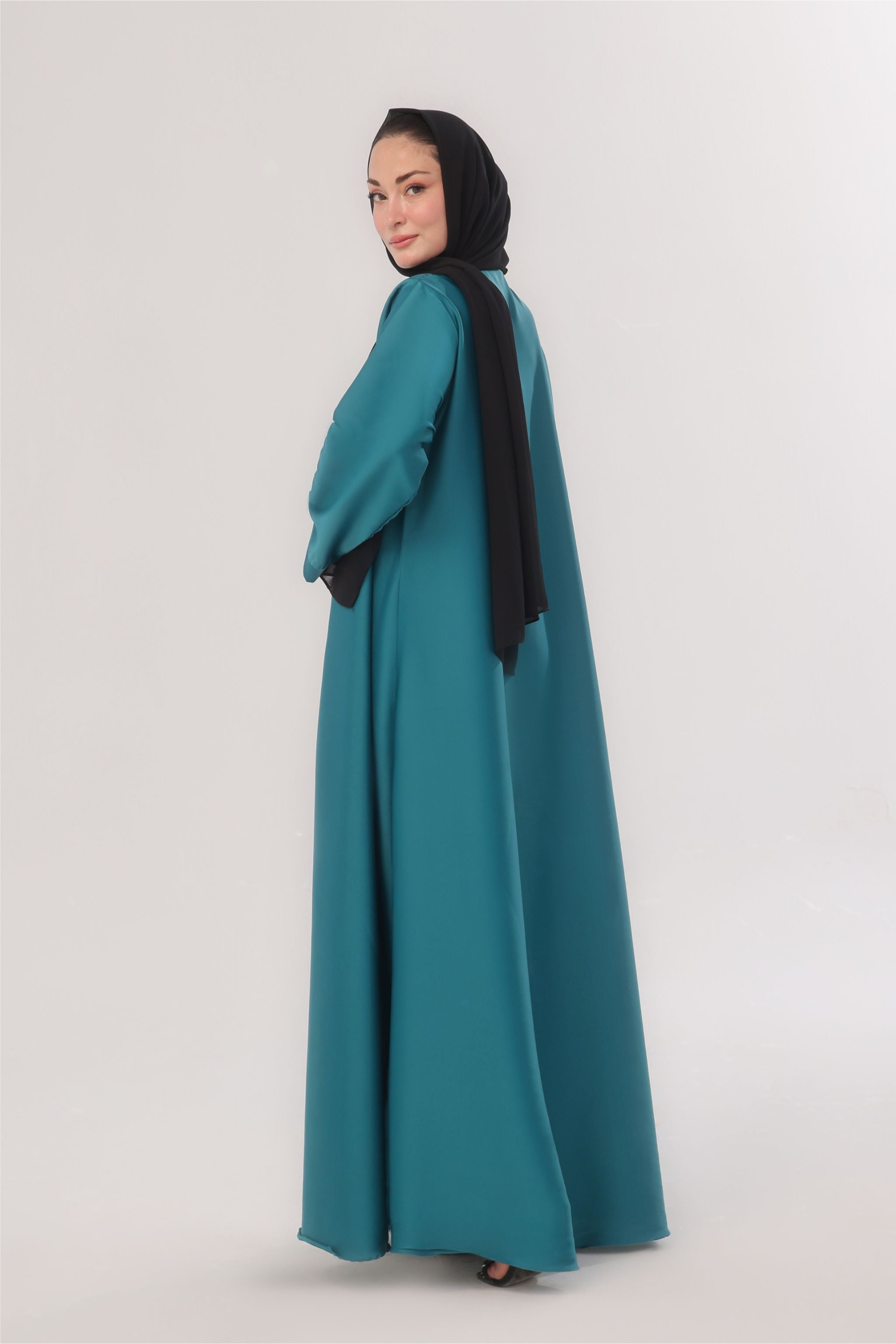 Sleek Kimono Style Abaya - Peacock