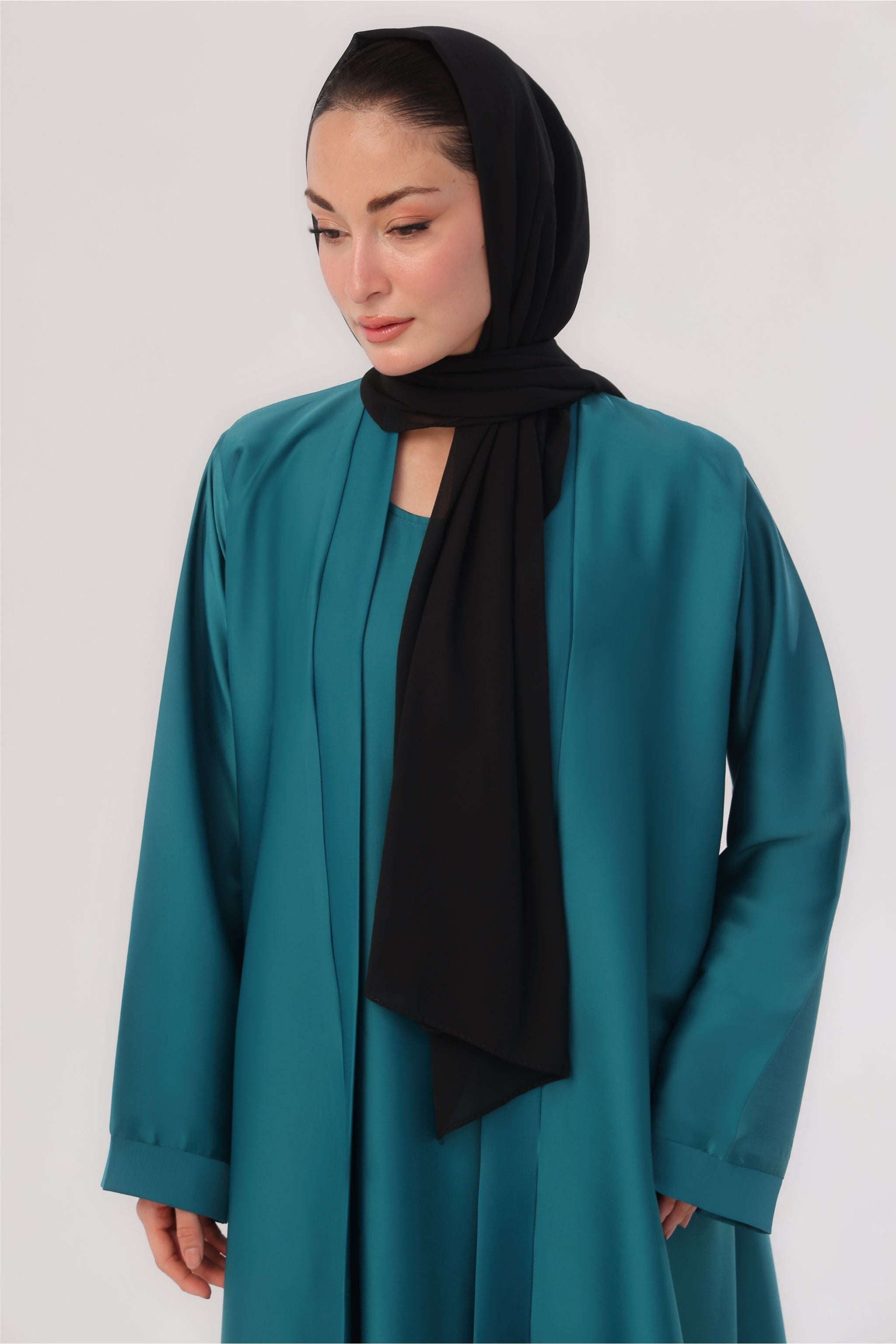 Sleek Kimono Style Abaya - Peacock