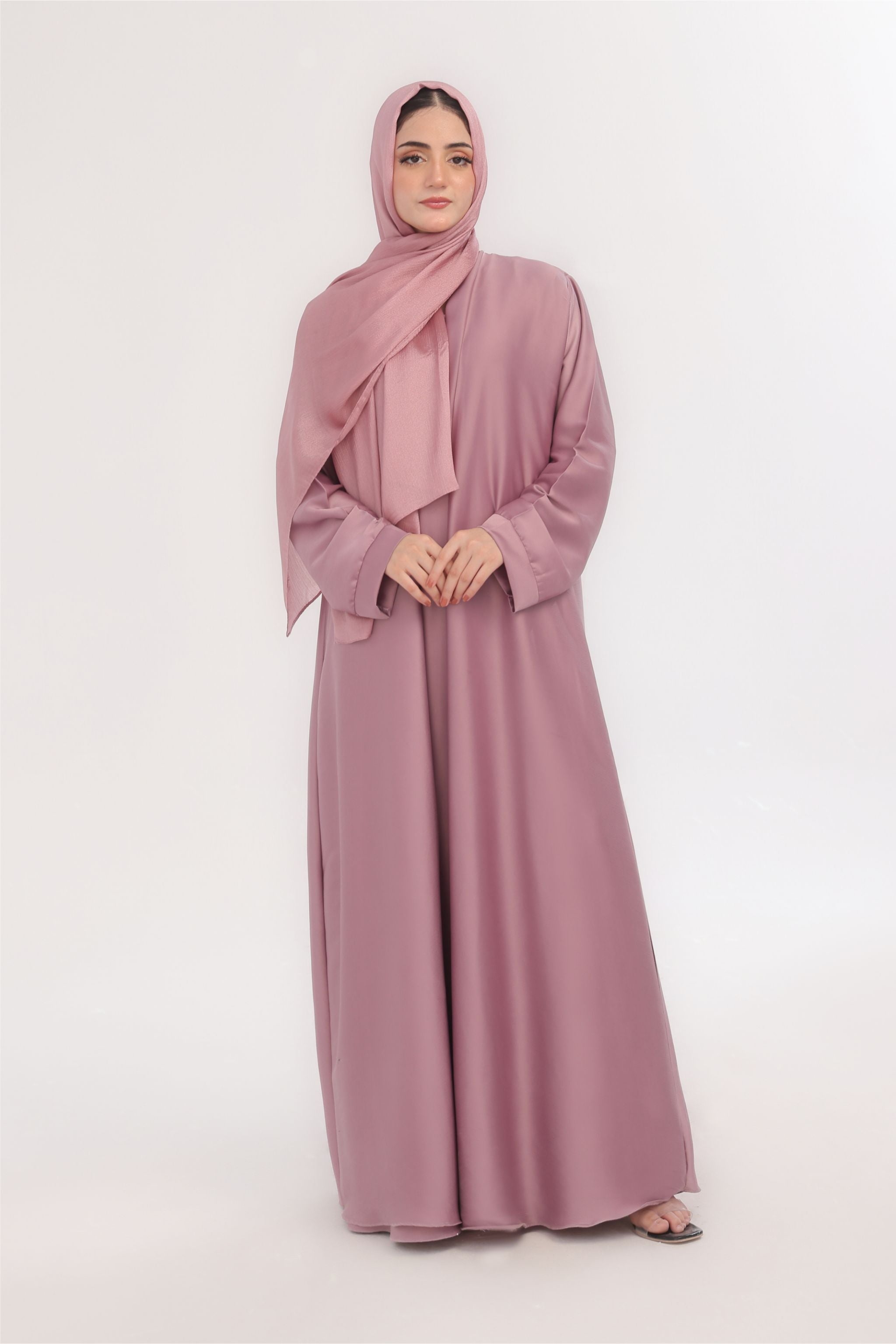 Sleek Kimono Style Abaya - Rose Quartz