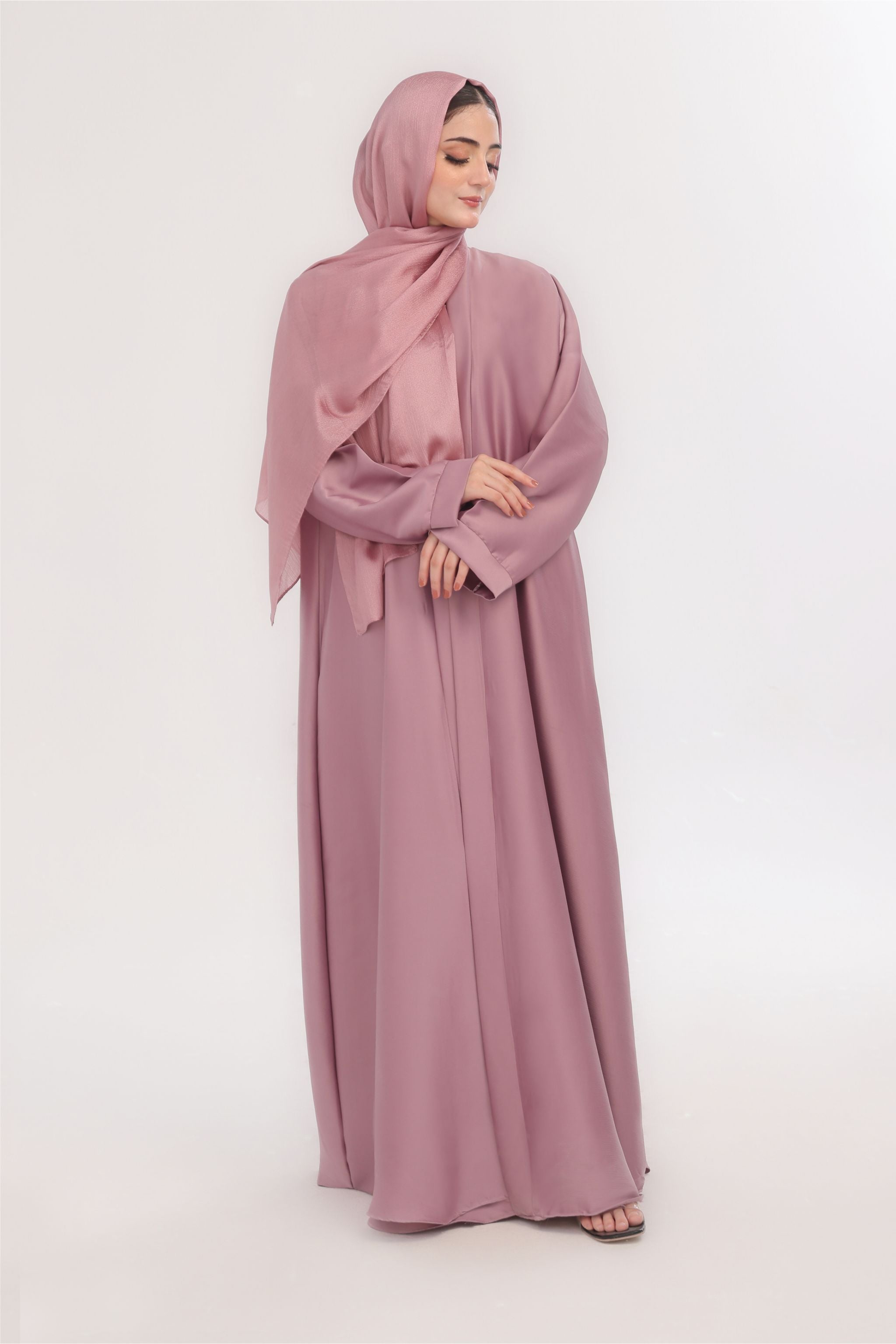 Sleek Kimono Style Abaya - Rose Quartz