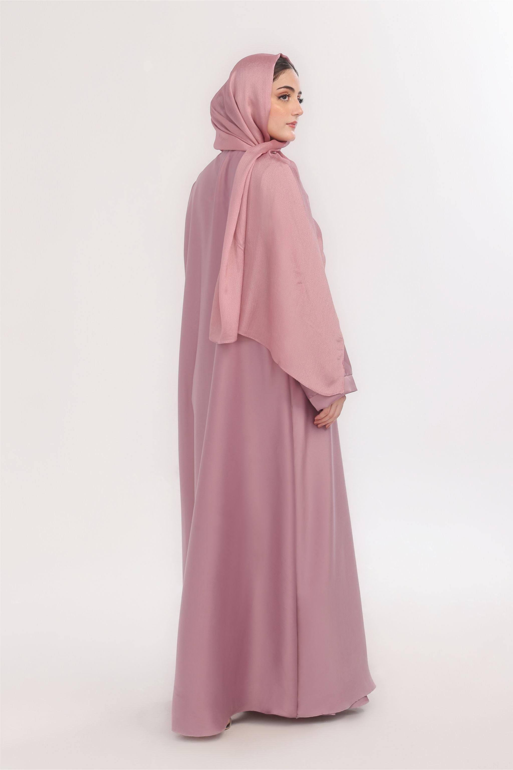 Sleek Kimono Style Abaya - Rose Quartz