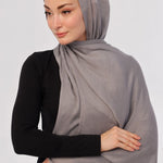 Smoke Grey Modal Hijab - close-up of smooth modal fabric texture.