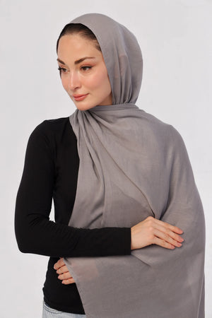Smoke Grey Modal Hijab - close-up of smooth modal fabric texture.