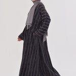 Embossed Texture Open Abaya - Charcoal Grey