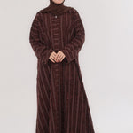 Embossed Texture Open Abaya - Coffee Brown