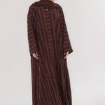 Embossed Texture Open Abaya - Coffee Brown