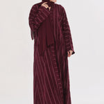 Embossed Texture Open Abaya - Maroon