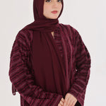 Embossed Texture Open Abaya - Maroon