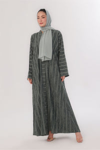 Embossed Texture Open Abaya - Seafoam