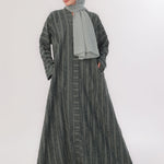 Embossed Texture Open Abaya - Seafoam