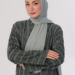 Embossed Texture Open Abaya - Seafoam