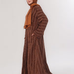 Embossed Texture Open Abaya - Warm Caramel