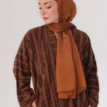 Embossed Texture Open Abaya - Warm Caramel