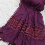 Embroidered Lace Hijabs - Burgundy
