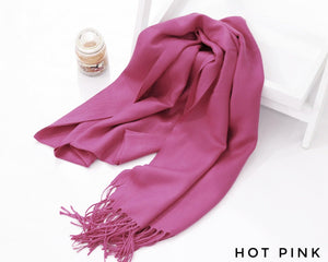 Classic Woolen Pashmina Scarves - Winter'21 - Hot pink