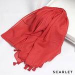 Textured Lawn Viscose Hijabs With Tassels -