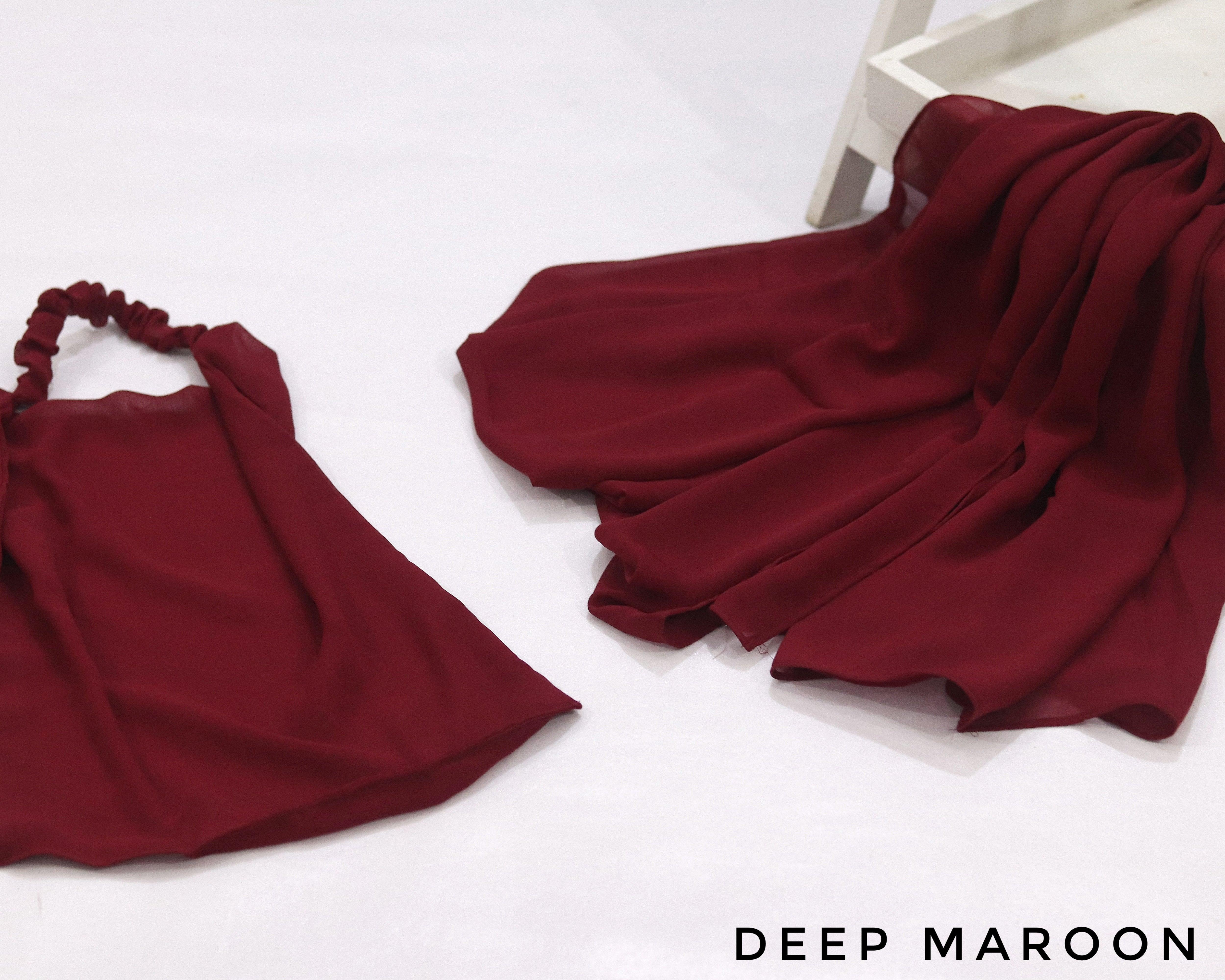 Luxury Niqab & Hijab Set - Deep Maroon