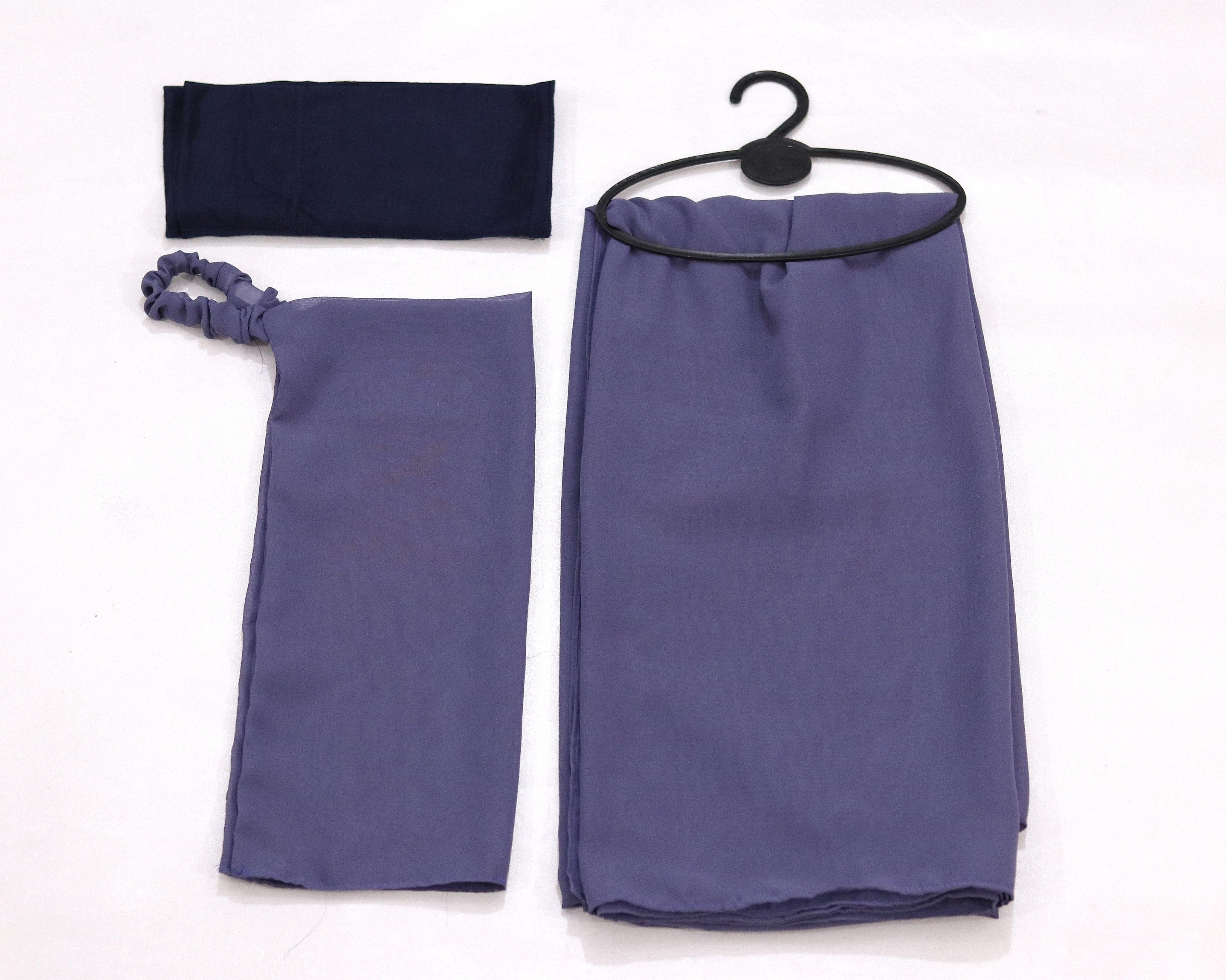 Georgette Hijab & Niqab Kit - Charcoal Blue -