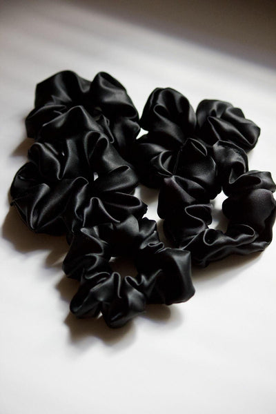Black Satin Scrunchies