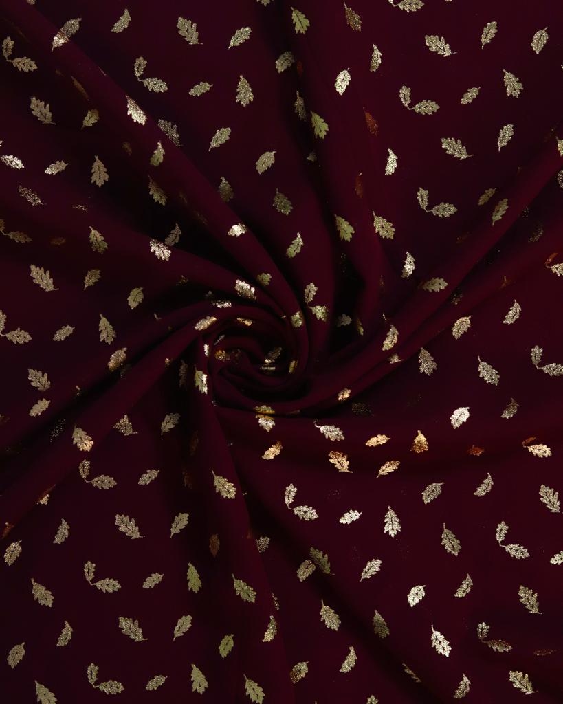 Gold Foil Georgette Hijab - Maroon -