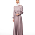 Satin Serenity Wrap Gown - Lilac Muse -