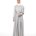 Satin Serenity Wrap Gown - Drizzle -