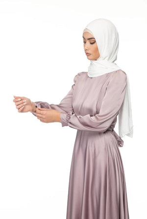 Satin Serenity Wrap Gown - Lilac Muse -