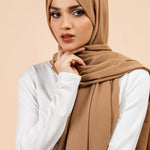 Premium Georgette - Almond Georgette Hijab close-up of smooth georgette fabric texture.