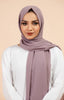 Premium Georgette - Amethyst Georgette Hijab worn by model, lightweight and flowy drape.
