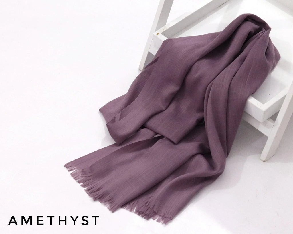 Amethyst Turkish Viscose Hijab close-up of smooth Turkish viscose texture.