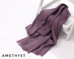 Amethyst Turkish Viscose Hijab close-up of smooth Turkish viscose texture.