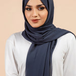 Premium Georgette - Anchor Georgette Hijab worn by model, lightweight and flowy drape.