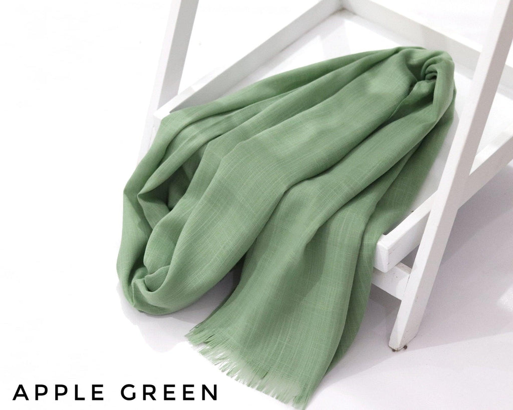 Apple Green Turkish Viscose Hijab close-up of smooth Turkish viscose texture.
