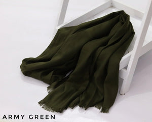 Army Green Turkish Viscose Hijab close-up of smooth Turkish viscose texture.
