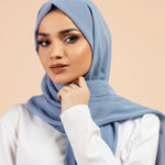 Premium Georgette - Baby Blue Georgette Hijab close-up of smooth georgette fabric texture.