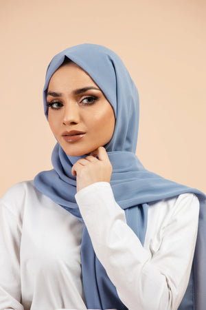Premium Georgette - Baby Blue Georgette Hijab close-up of smooth georgette fabric texture.
