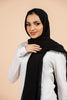Premium Georgette - Black Georgette Hijab worn by model, lightweight and flowy drape.