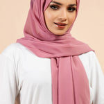 Premium Georgette - Blossom Georgette Hijab worn by model, lightweight and flowy drape.