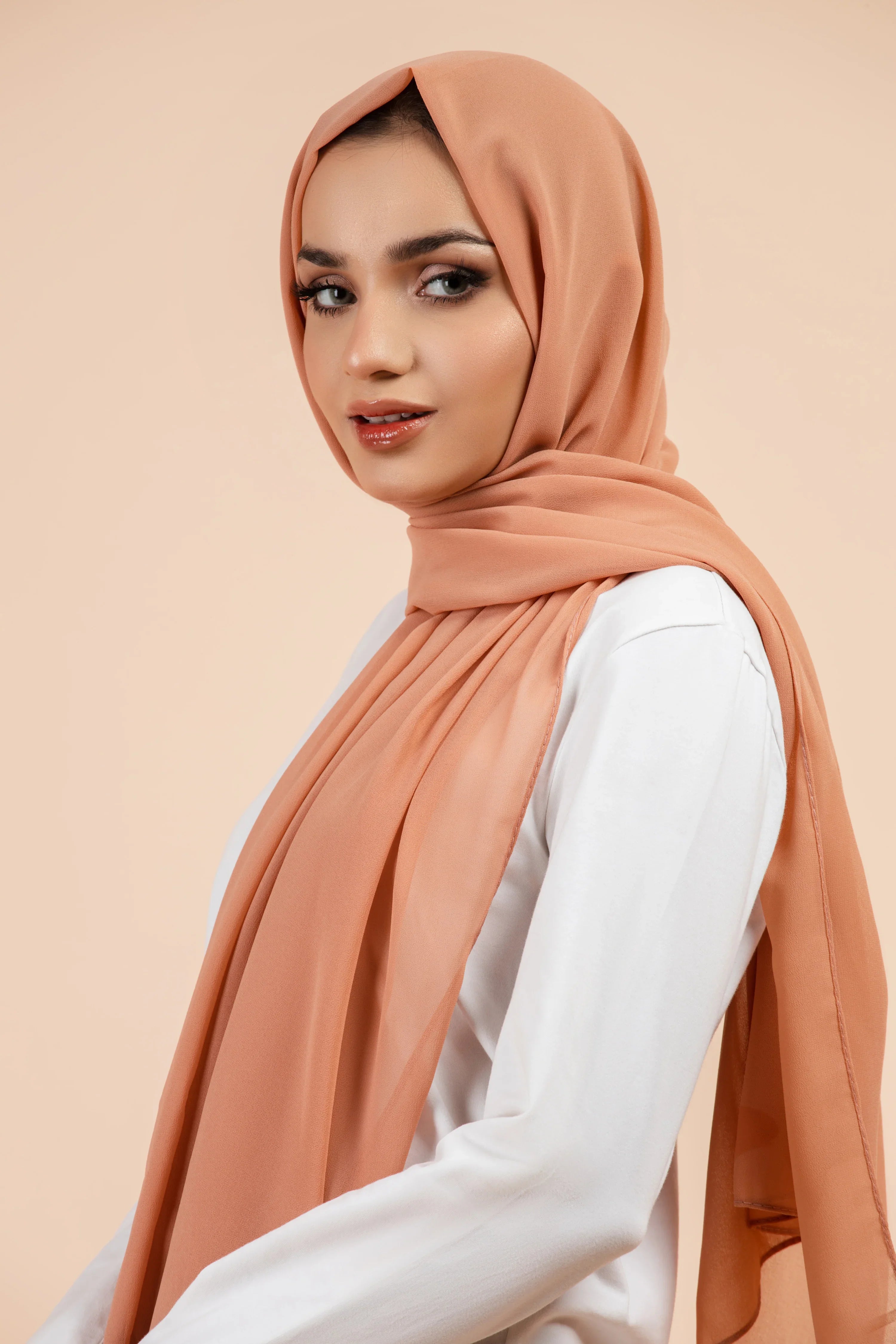 Premium Georgette - Blush Georgette Hijab close-up of smooth georgette fabric texture.