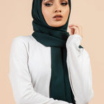 Premium Georgette - Bottle Green Georgette Hijab close-up of smooth georgette fabric texture.
