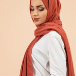 Premium Georgette - Burnt Orange Georgette Hijab close-up of smooth georgette fabric texture.
