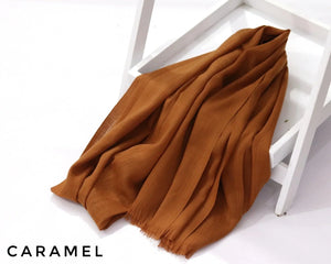 Caramel Turkish Viscose Hijab close-up of smooth Turkish viscose texture.