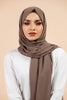 Premium Georgette - Cedar Georgette Hijab worn by model, lightweight and flowy drape.