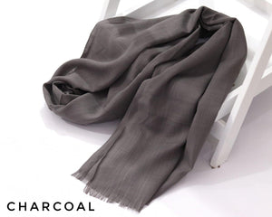 Charcoal Turkish Viscose Hijab close-up of smooth Turkish viscose texture.