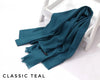 Classic Teal Turkish Viscose Hijab close-up of smooth Turkish viscose texture.