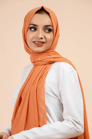 Premium Georgette - Coral Bliss Georgette Hijab close-up of smooth georgette fabric texture.
